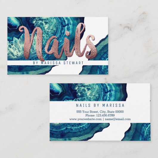 Aquamariner Achat Geode Visitenkarte (Vorne/Hinten)