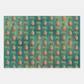 Aquamariner Ananas-Hibiskus Tropische Blume Geschenkpapier Set (Vorderseite 2)