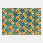 Aquamariner Ananas-Hibiskus Tropische Blume Geschenkpapier Set (Vorderseite)