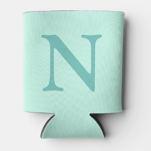 Aquamariner Anfangsbuchstabe Trendy Pastel Mint Bl Dosenkühler (Vorderseite)