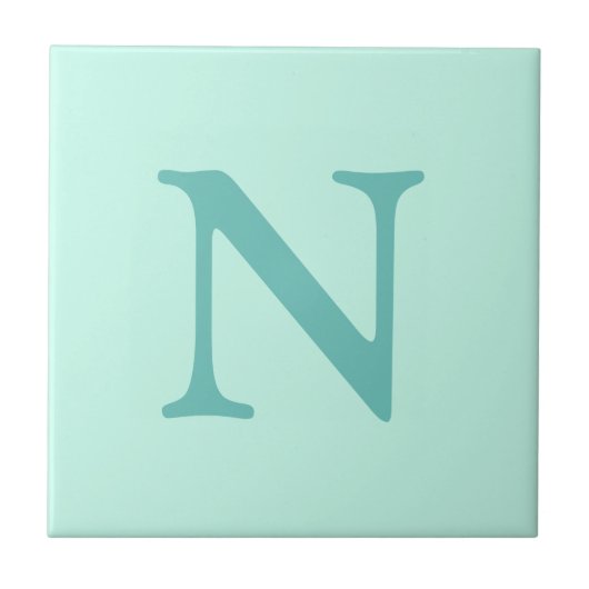 Aquamariner Anfangsbuchstabe Trendy Pastel Mint Bl Fliese (Vorderseite)