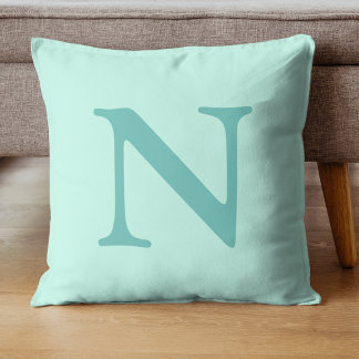 Aquamariner Anfangsbuchstabe Trendy Pastel Mint Bl Kissen