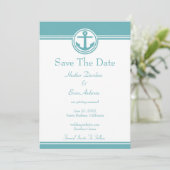 Aquamariner Anker Save the Date (Stehend Vorderseite)