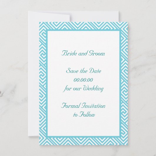 Aquamariner Antrag auf griechischen Schlüssel und Save The Date (Rückseite)