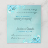 Aquamariner Aqua Blue Hibiskus Blütentisch Platzkarte (Außenseite Aufgefaltet)