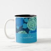 Aquamariner Aqua Blue Rose Monogram Individuelle N Zweifarbige Tasse (Links)