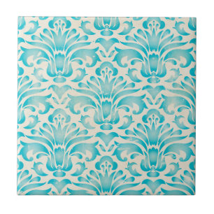 Aquamariner Aquawatercolor-Damast Ombre Blaupause Fliese