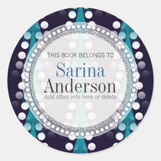 Aquamariner Arrow-Sparkle-Muster-Etikett Runder Aufkleber (Vorderseite)