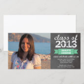 Aquamariner Bannerchalkboard Foto Abschluss Ankündigung (Vorne/Hinten)