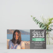 Aquamariner Bannerchalkboard Foto Abschluss Ankündigung (Stehend Vorderseite)