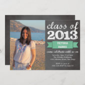 Aquamariner Bannerchalkboard Foto Abschluss Einladung (Vorne/Hinten)