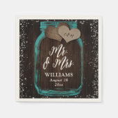 Aquamariner Barn Wood Mason Jar Rustic Mr & Mrs We Serviette (Vorderseite)