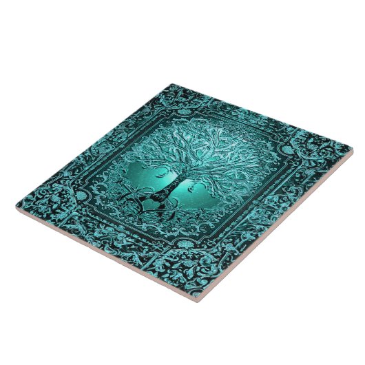 Aquamariner Baum Altes Rustikales Fliese (Seite)