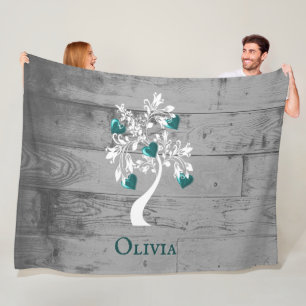 Aquamariner Baum des Herzens Personalisiert Fleece