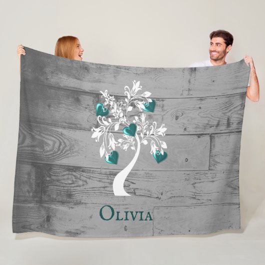 Aquamariner Baum des Herzens Personalisiert Fleece (Beispiel)