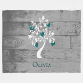 Aquamariner Baum des Herzens Personalisiert Fleece (Vorderseite (Horizontal))