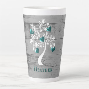 Aquamariner Baum des Herzens Personalisierte Latte Milchtasse