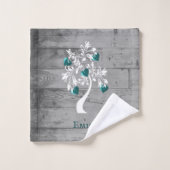 Aquamariner Baum des Herzens Personalisiertes Bade Badhandtuch Set (Waschlappen)