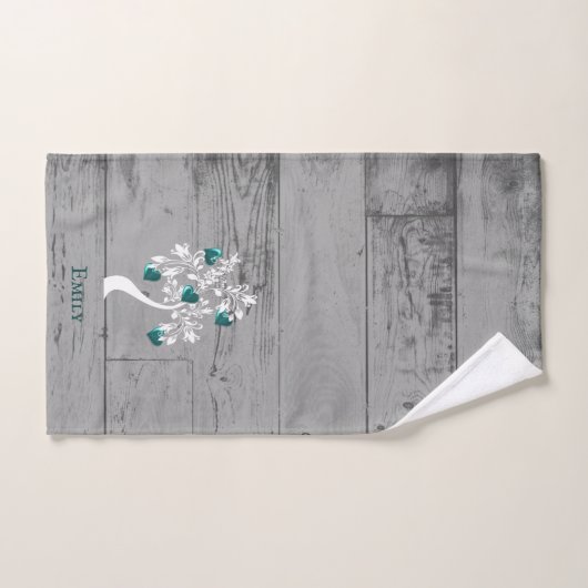 Aquamariner Baum des Herzens Personalisiertes Bade Badhandtuch Set (Handtuch)
