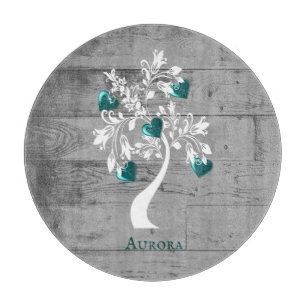 Aquamariner Baum des Personalisierten Hearts Schneidebrett