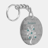 Aquamariner Baum des Personalisierten Herzens Schl Schlüsselanhänger (Vorderseite links)