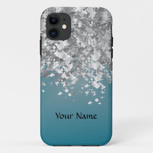 Aquamariner Blau- und Imitat-Glitter Case-Mate iPhone Hülle (Rückseite)