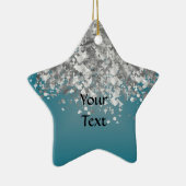 Aquamariner Blau- und Imitat-Glitter Keramik Ornament (Rechts)