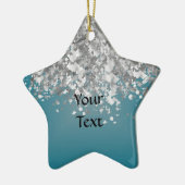 Aquamariner Blau- und Imitat-Glitter Keramik Ornament (Links)