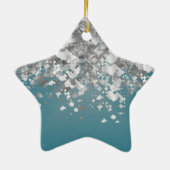 Aquamariner Blau- und Imitat-Glitter Keramik Ornament (Hinten)