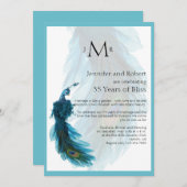 Aquamariner Blaue Pfauenwolke Hochzeitstag Einladung (Vorne/Hinten)