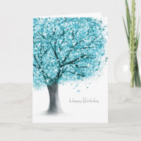 Aquamariner blauer Baum abstrakter Geburtstag