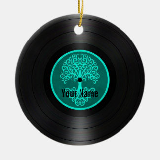 Aquamariner blauer Baum Leben-der personalisierten Keramikornament