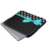 Aquamariner blauer Bogen-Schwarzweiss-Polka-Punkte Laptopschutzhülle (Vorne Knopf)