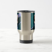 Aquamariner blauer Damaststrudel Reisebecher (Mittel)