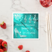 Aquamariner blauer Diskothek Ball und Sparkle Heel Serviette (Beispiel)