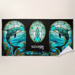 Aquamariner blauer Dolphin-Look aus festem Glas Strandtuch