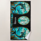 Aquamariner blauer Dolphin-Look aus festem Glas Strandtuch (Vorderseite)