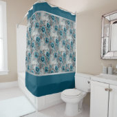 Aquamariner blauer floraler Duschvorhang (Beispiel)