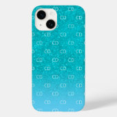Aquamariner blauer Glitzer Aqua-Sea-Green-Monogram Case-Mate iPhone Hülle (Rückseite)