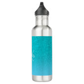 Aquamariner blauer Glitzer Aqua-Sea-Green-Monogram Edelstahlflasche (Rechts)