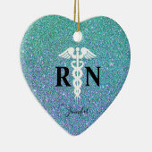 Aquamariner blauer Glitzer für Krankenschwester Keramik Ornament (Rechts)