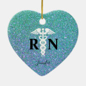Aquamariner blauer Glitzer für Krankenschwester Keramik Ornament (Hinten)