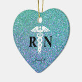 Aquamariner blauer Glitzer für Krankenschwester Keramik Ornament (Links)