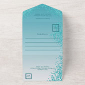 Aquamariner blauer Glitzer Kalligraphie Nr. Sweet  All In One Einladung (Außenbereich)