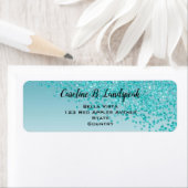 Aquamariner blauer Glitzer Moderne Rücksendeadress (Insitu)