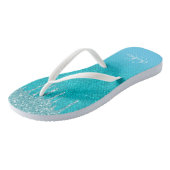 Aquamariner blauer Glitzer Tropfen Aquarell Badesandalen (Schrägansicht)