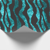 Aquamariner blauer Glitzer Zebra Print Geschenkpapier (Ecke)