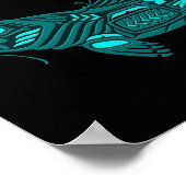 Aquamariner Blauer Haida-Geist-Fisch auf Schwarz Poster (Ecke)