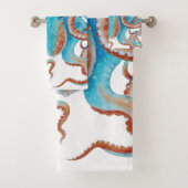 Aquamariner blauer KrakeWatercolor Badhandtuch Set (Insitu)