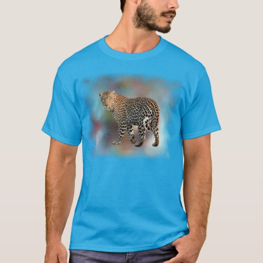 Aquamariner blauer Leopard Moderne Elegant Templat T-Shirt (Vorderseite)